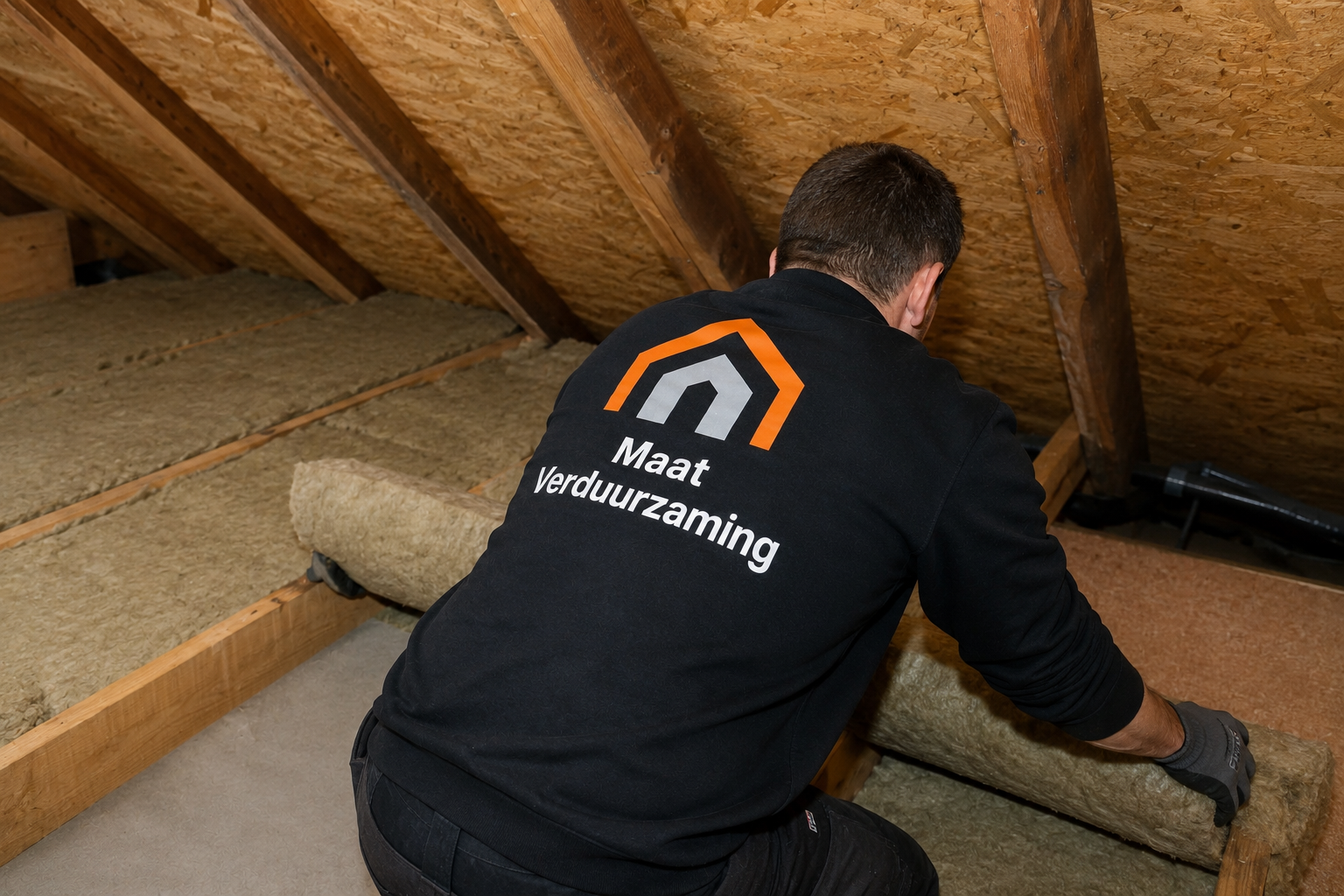 Doorsnede van een woning met glaswolisolatie op de vlieringvloer in plaats van tegen het dak
